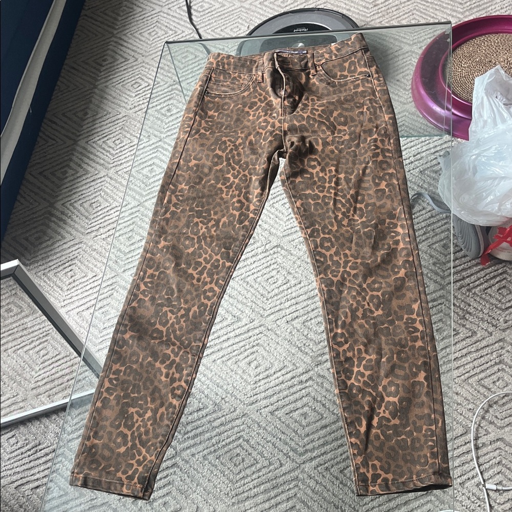 Tractr Brown Leopard Print Skinny Jeans